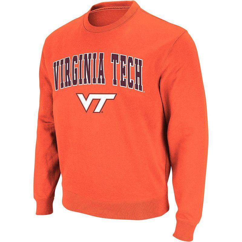 Men's Colosseum Orange Virginia Tech Hokies Arch & Logo Crew Neck Sweatshirt, Size: Small Product Image