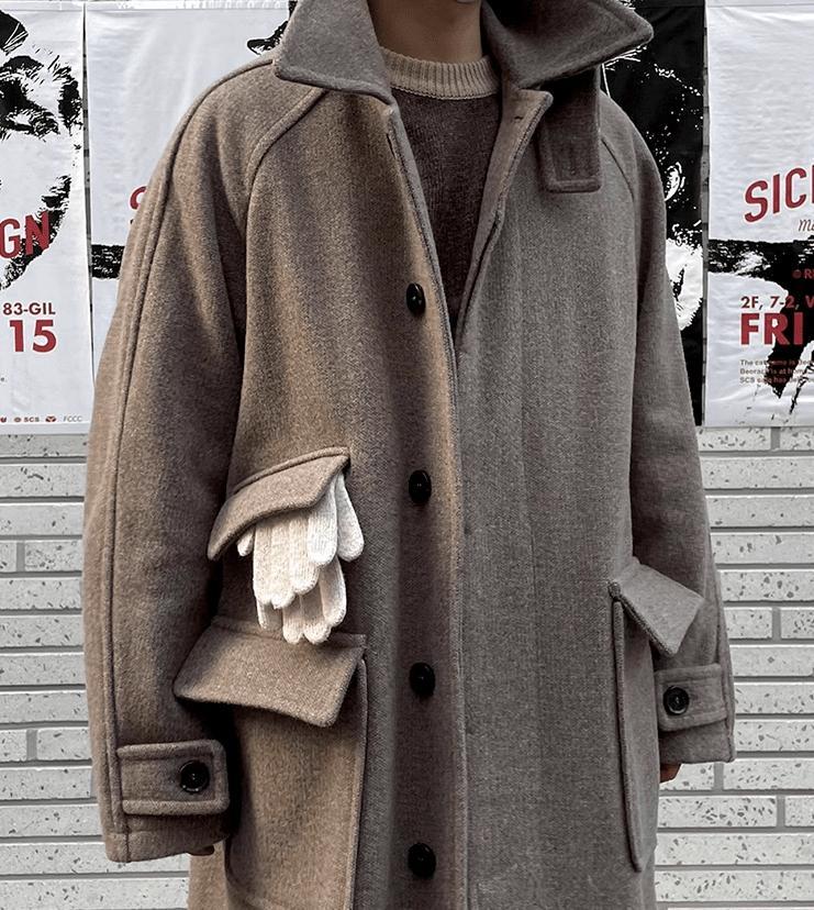 RT No. 10613 BROWN WOOLEN TRENCH COAT Product Image