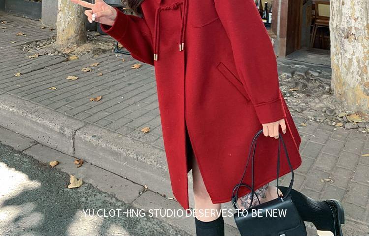 Lapel Neck Plain Single Button Coat Product Image