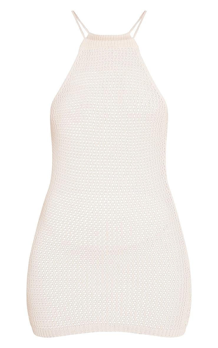 Oatmeal Crochet Tie Strap Mini Dress Product Image