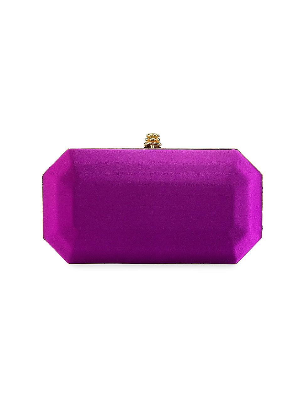 Womens Perry Clutch Small Satin with Gold Hardware Product Image