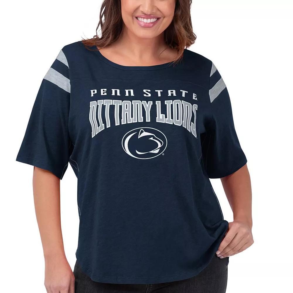 Women's G-III 4Her by Carl Banks Navy Penn State Nittany Lions Plus Size Linebacker Half-Sleeve T-Shirt, Size: 4XL, Blue Product Image