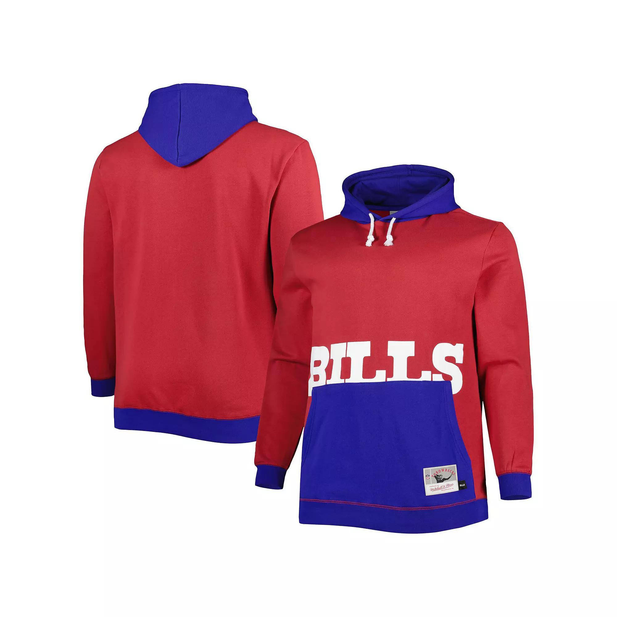 Men's Mitchell & Ness Red/Royal Buffalo Bills Big & Tall Big Face Pullover Hoodie, Size: 5XB Product Image