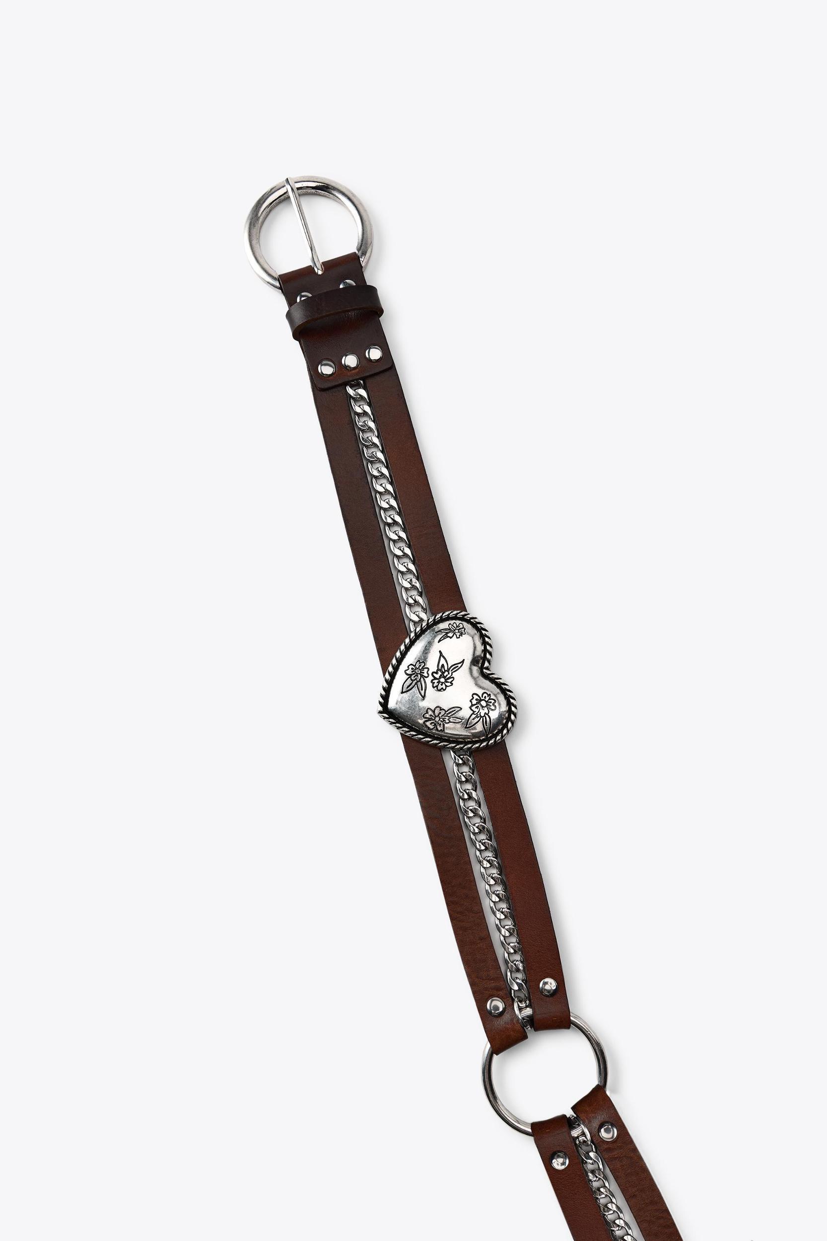LEATHER BELT WITH CHAIN AND HEARTS Product Image
