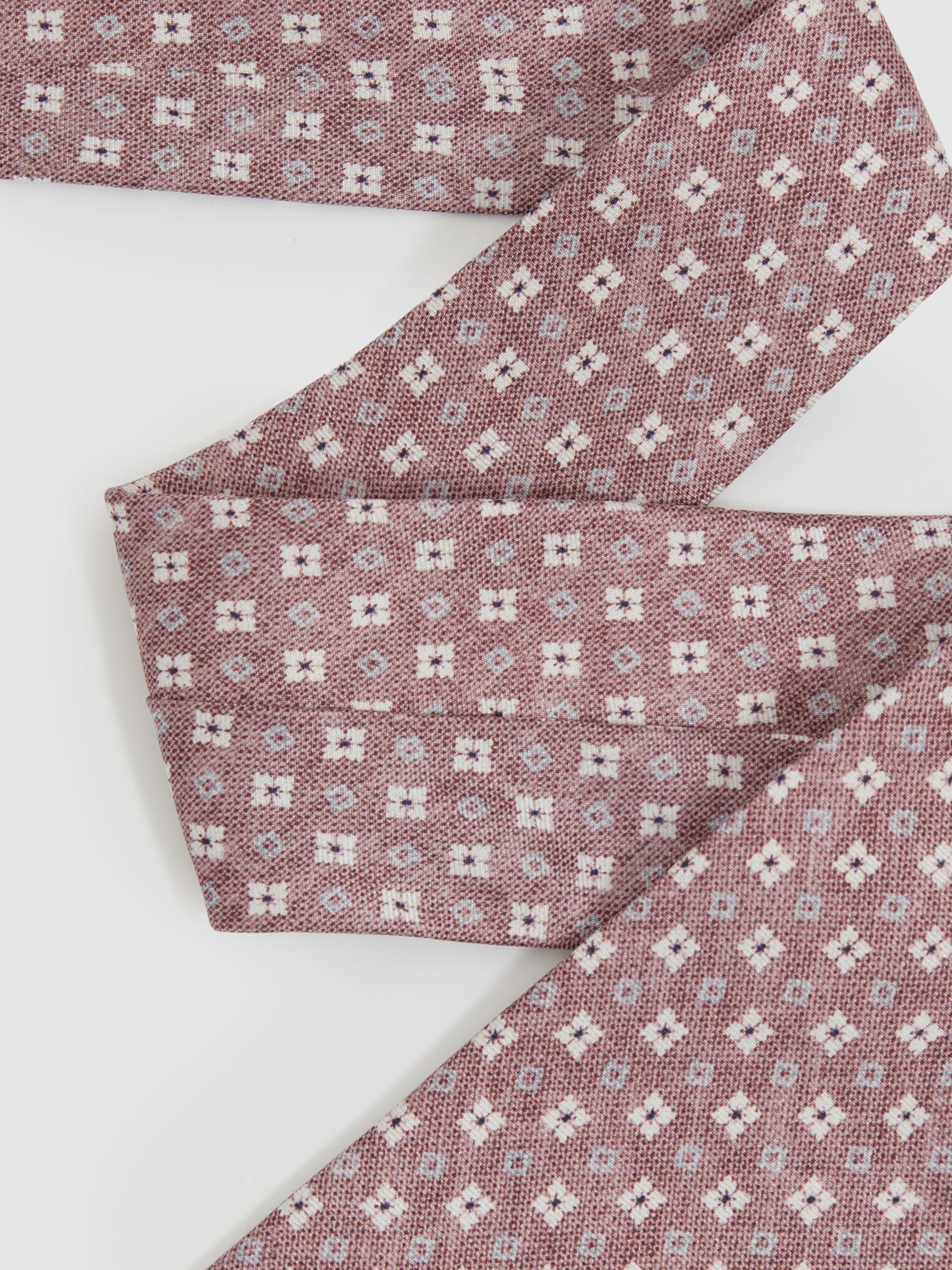 Silk Medallion Print Tie in Dusty Pink Product Image