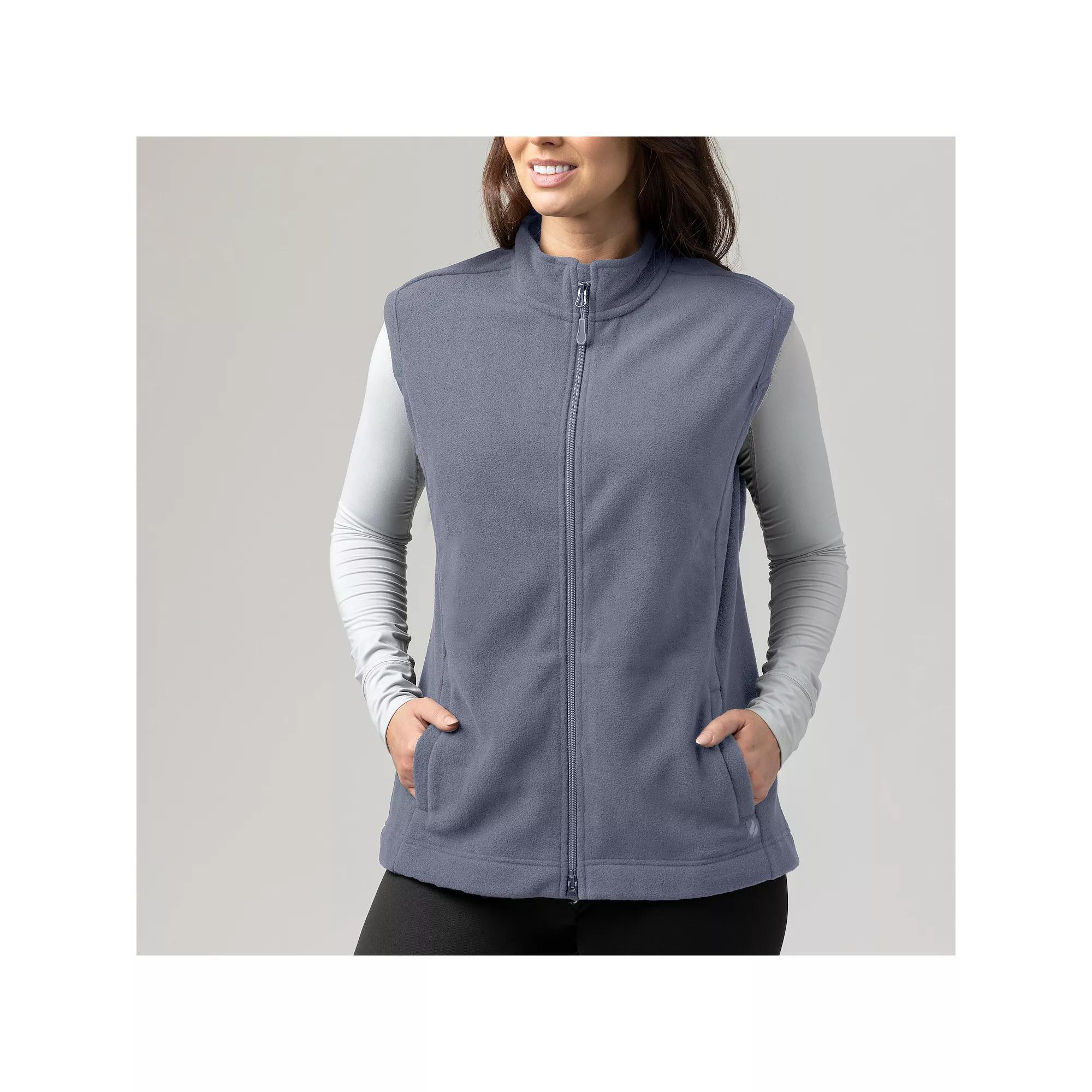 Women's Heat Holders Vera Original Super Brushed Fleece Double Zipper Vest, Size: XL, Dusty Blue Product Image