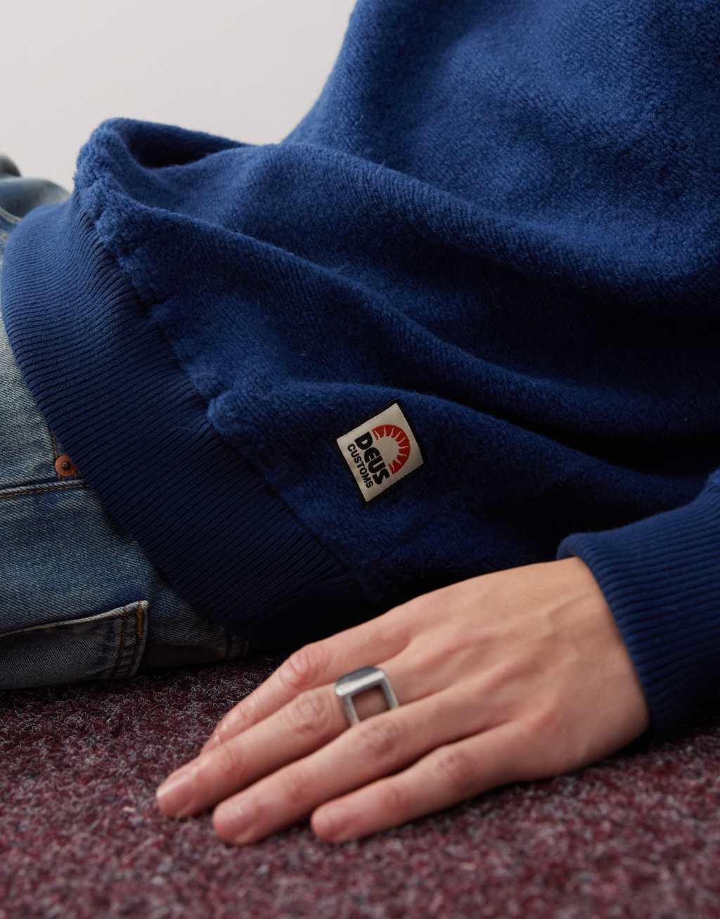 Deus Ex Machina reo textured fleece sweater in blue Product Image