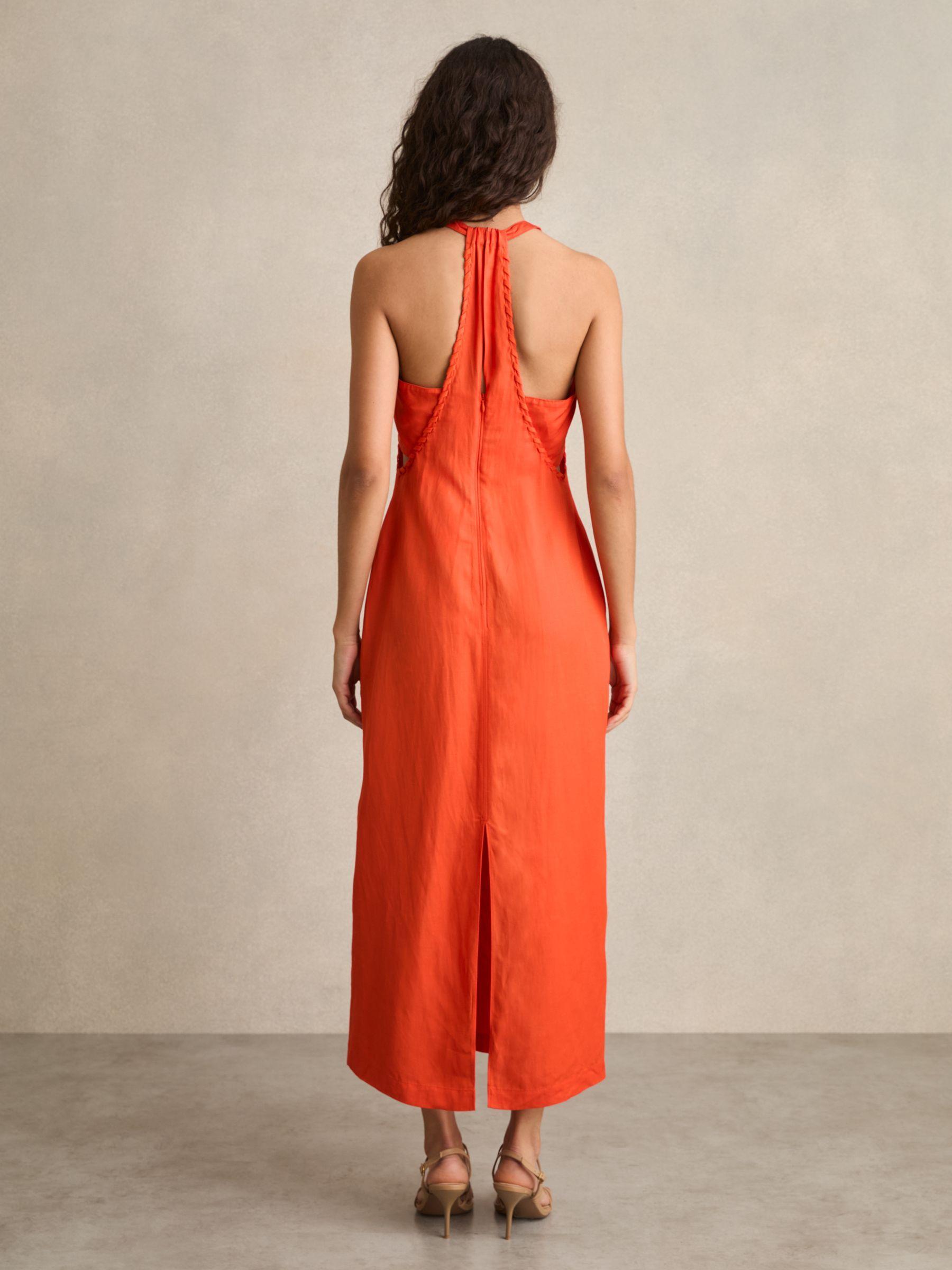 Petite Whipstitch Halterneck Midi Dress in Red Product Image