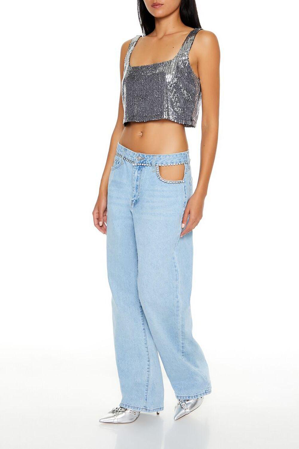 Faux Gem-Trim High-Rise Jeans | Forever 21 Product Image