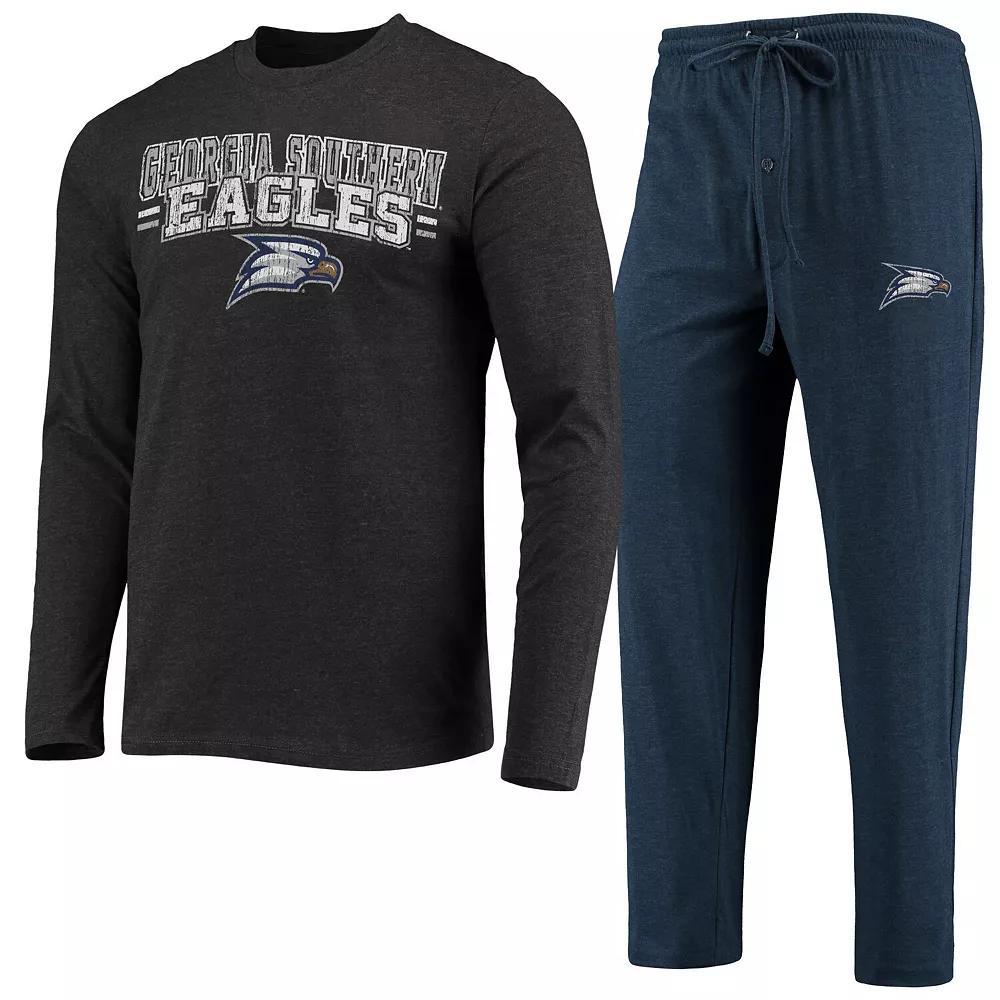 Men's Concepts Sport Navy/Heathered Charcoal Georgia Southern Eagles Meter Long Sleeve T-Shirt & Pants Sleep Set, Size: Large, Gsu Blue Product Image