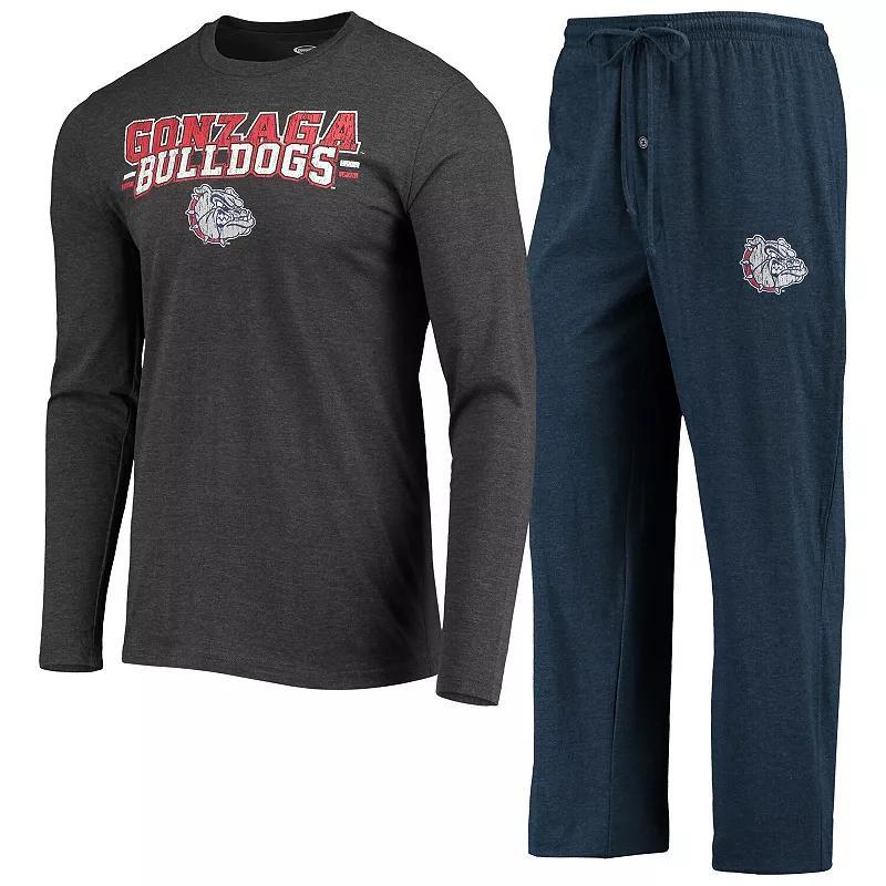 Mens Concepts Sport Navy/Heathered Charcoal Gonzaga Bulldogs Meter Long Sleeve T-Shirt & Pants Sleep Set Zag Blue Product Image