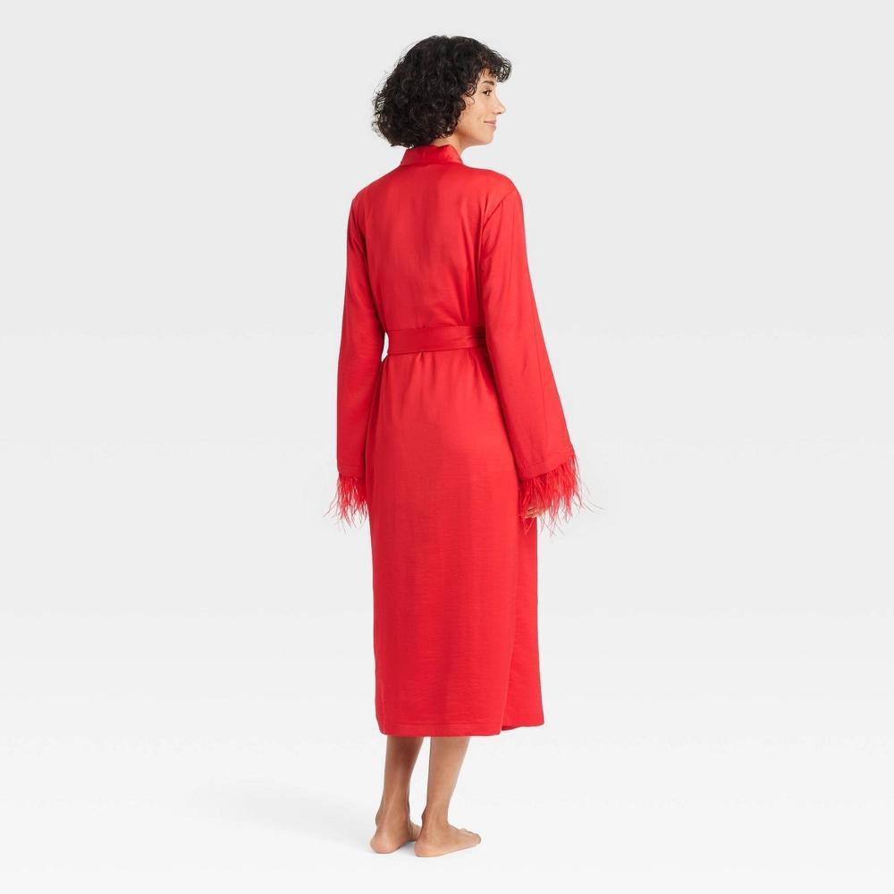 Women's Satin & Feather Robe - Auden™ Red M/L Product Image