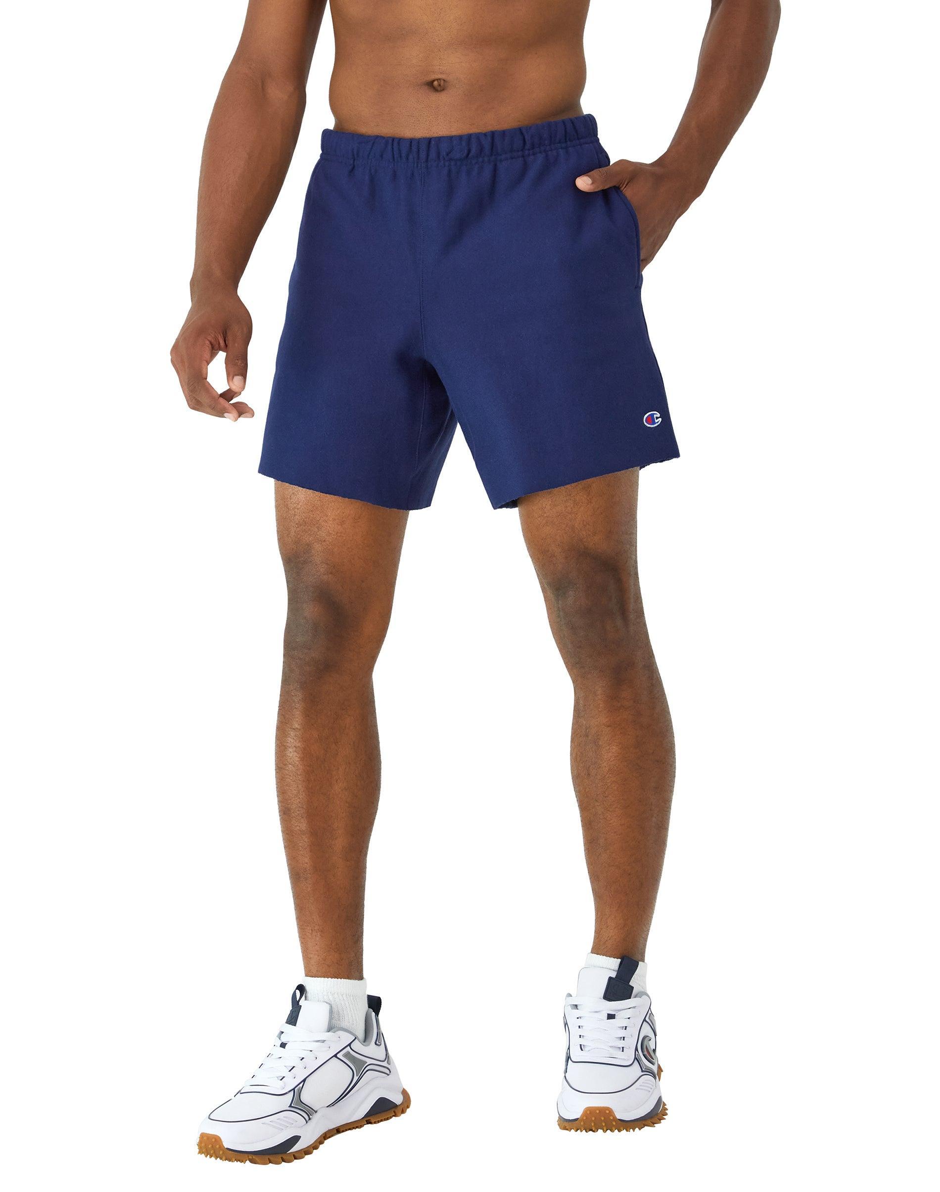 Mens Champion Reverse Weave Cut-Off Shorts, Relay, C Logo, 7 Silver Grey XL Product Image