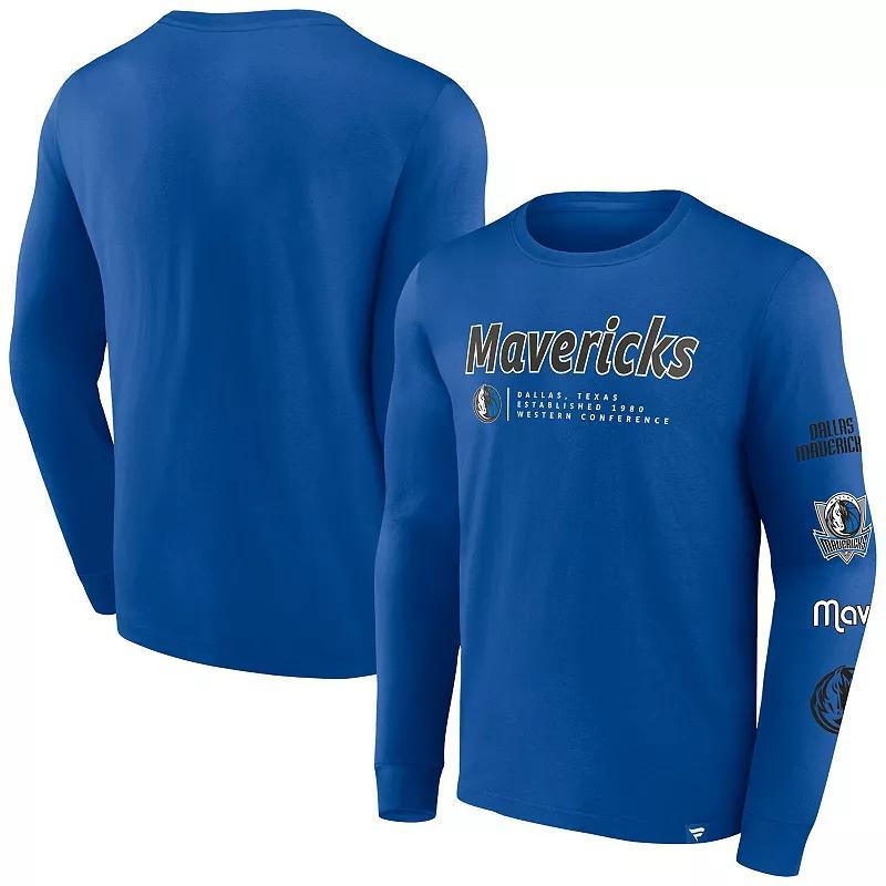 Men's Fanatics Branded Blue Dallas Mavericks Baseline Long Sleeve T-Shirt, Size: Medium Product Image