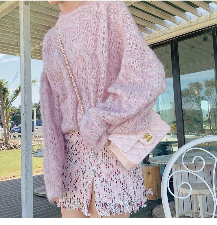 Round Neck Pointelle Sweater Product Image