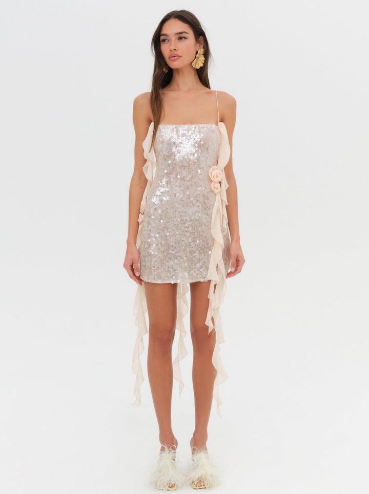 Sydney Sequin Mini Dress — Neutral Product Image