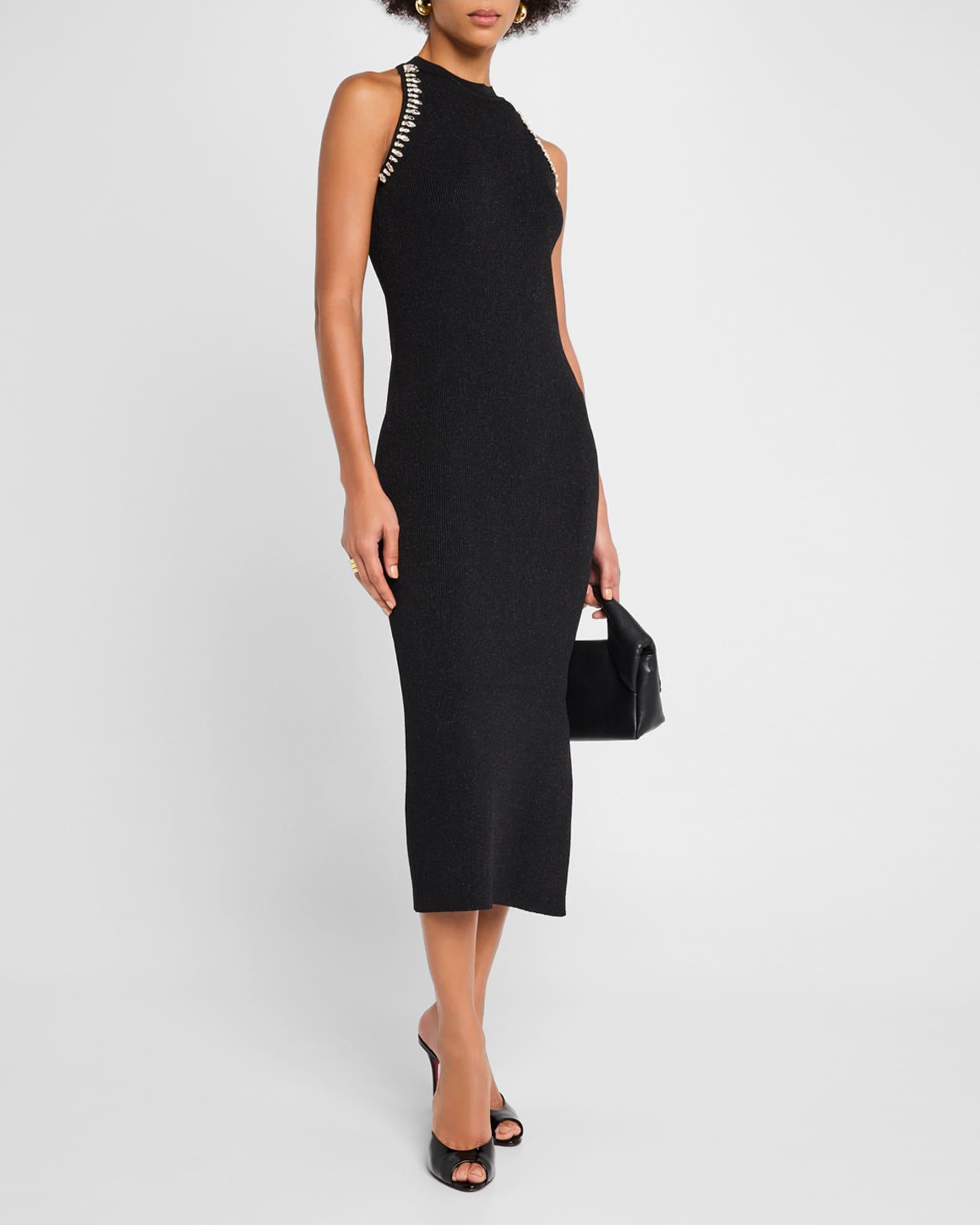 Izel Crystal Halter Ribbed Midi Dress Product Image