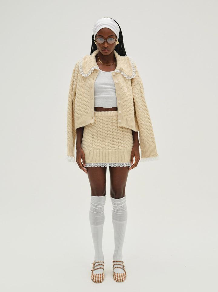 Milana Knit Mini Skirt — Ivory Product Image