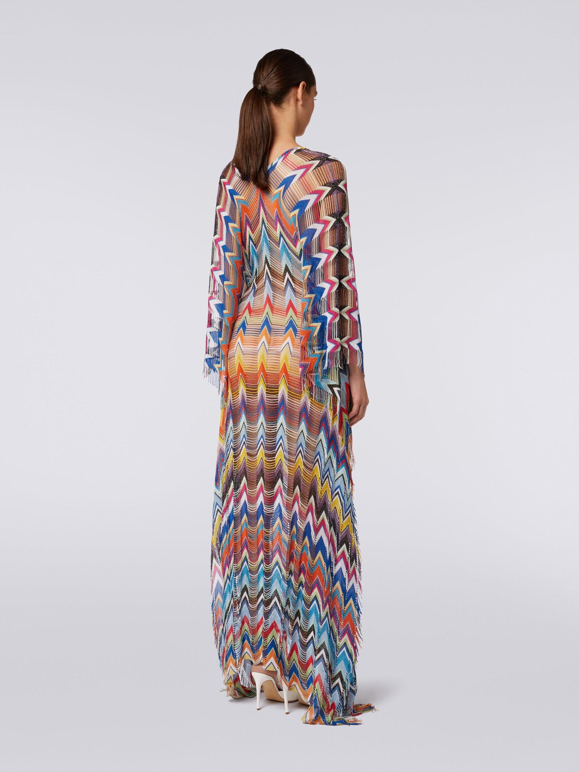 Fringed long cover-up kaftan with lurex Product Image