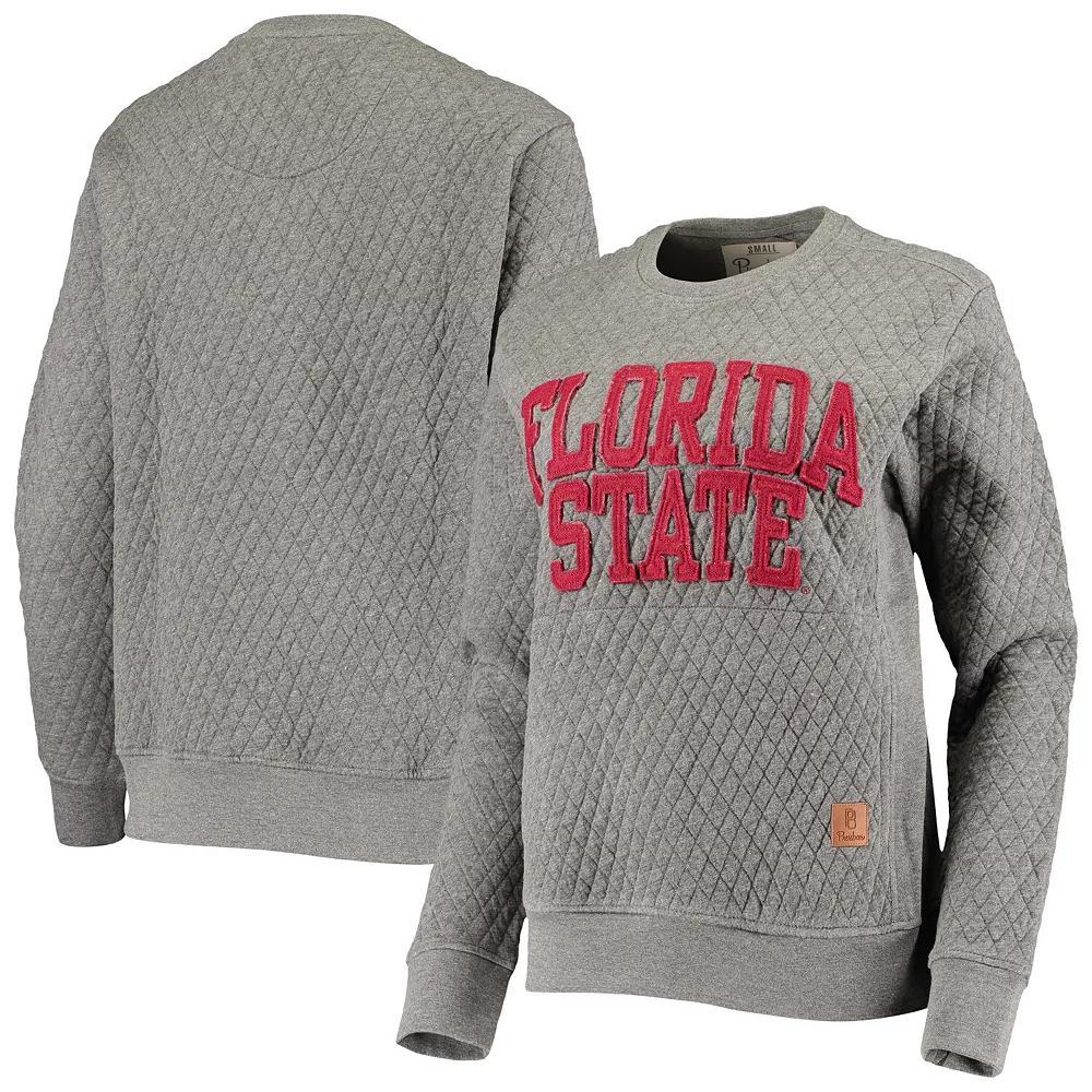 Women's Pressbox Heathered Gray Florida State Seminoles Moose Applique Quilted Pullover Sweatshirt, Size: XL, Grey Product Image