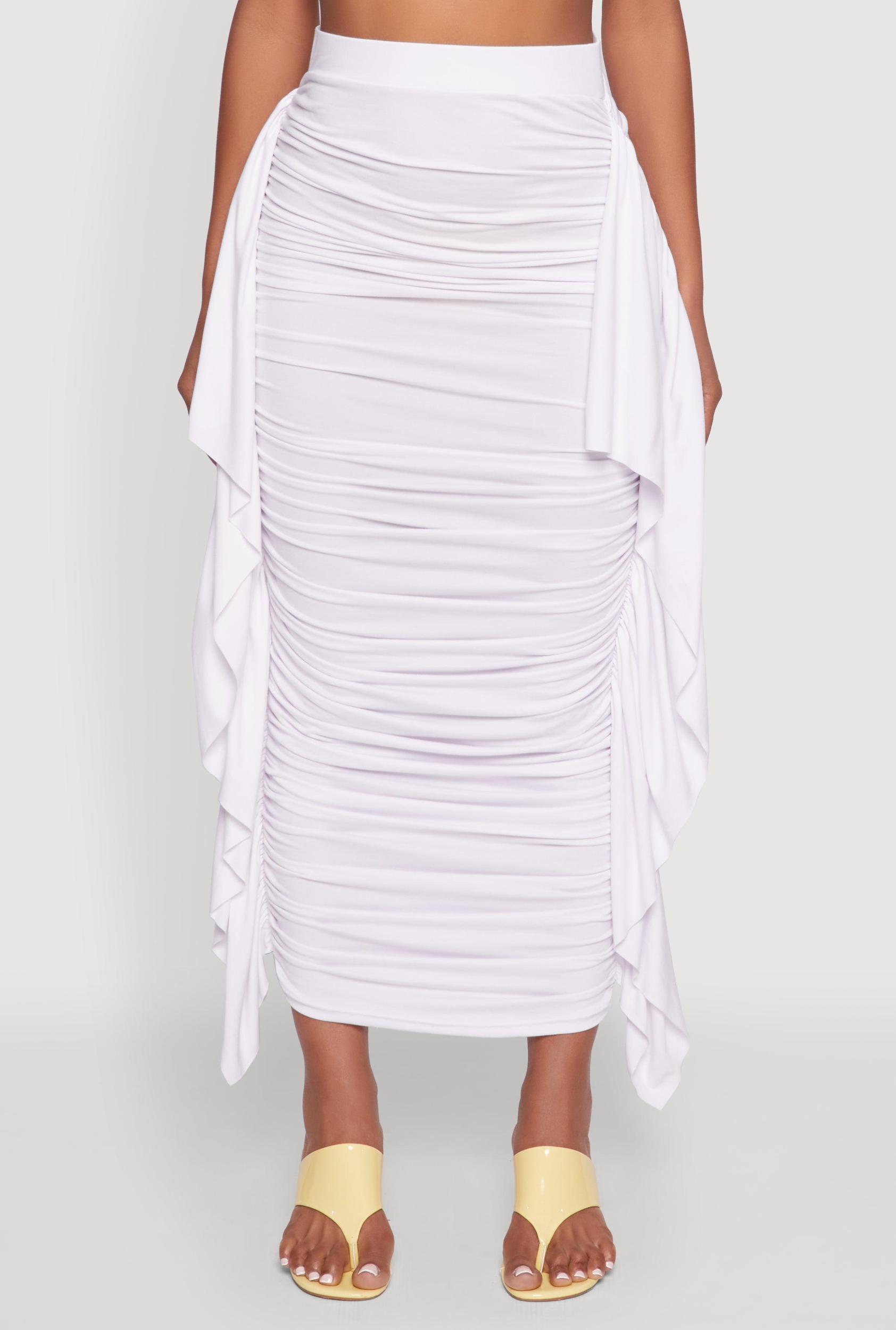 Womens Side Ruffle Ruched Maxi Skirt Product Image