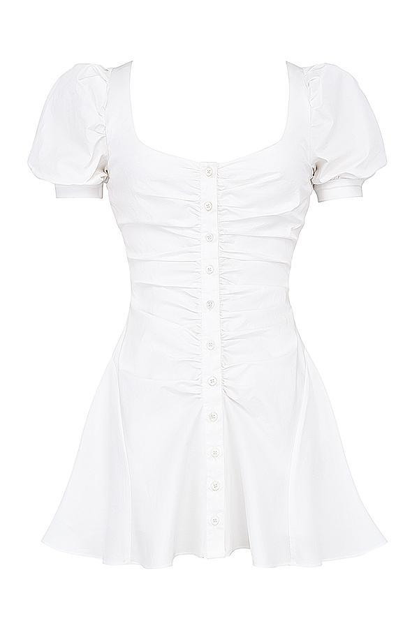 Hameda White Puff Sleeve Mini Dress Product Image