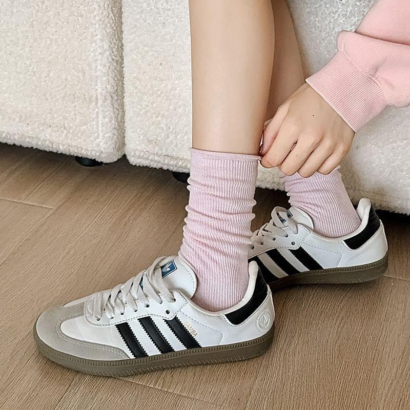 Plain Ribbed Crew Socks Product Image