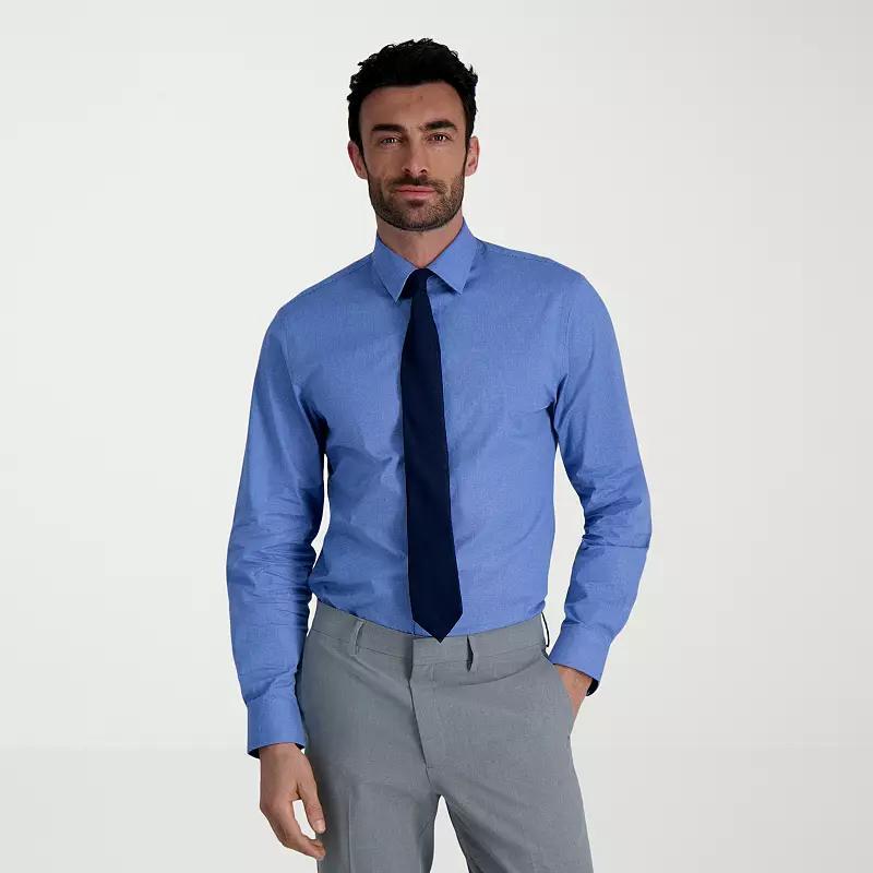 Men's Haggar® Premium Comfort Classic Fit Wrinkle Resistant Dress Shirt, Size: 17.5-32/33, Mini Blue Dobby Product Image