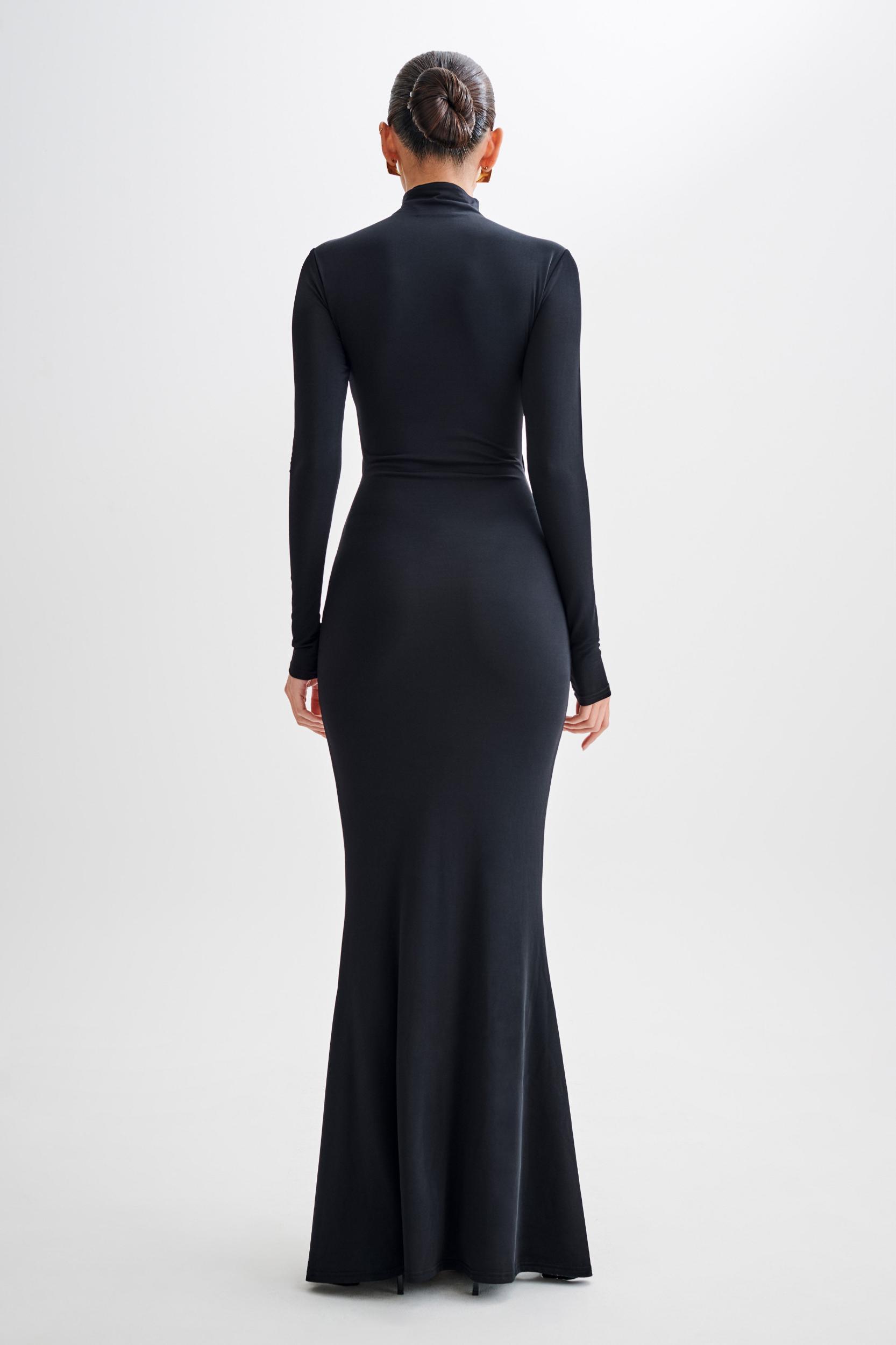 Pia Slinky Long Sleeve Cutout Maxi Dress - Black Product Image