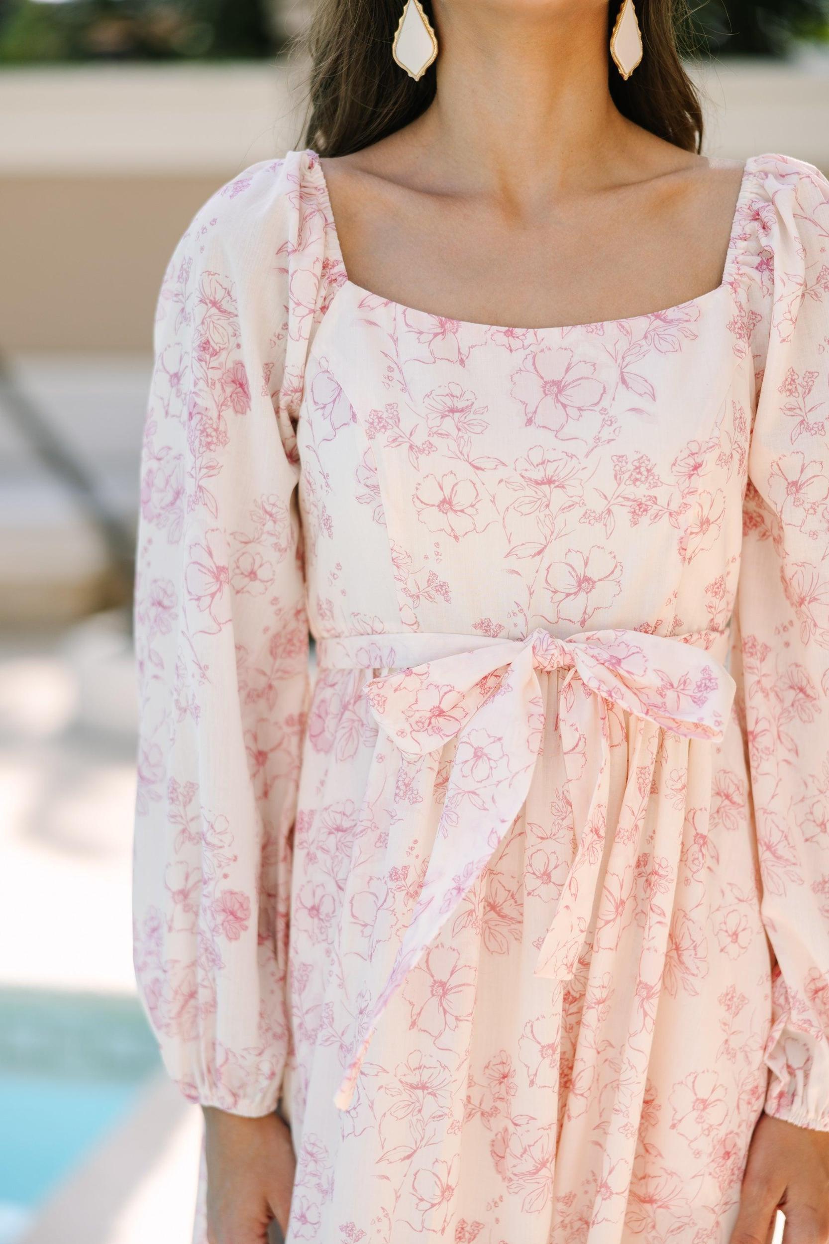 Feeling Oh So Sweet Pink Floral Midi Dress Female Product Image
