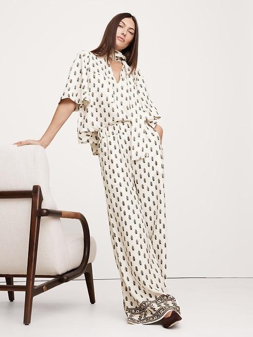 Pull-On Wide Leg Satin Pant Product Image