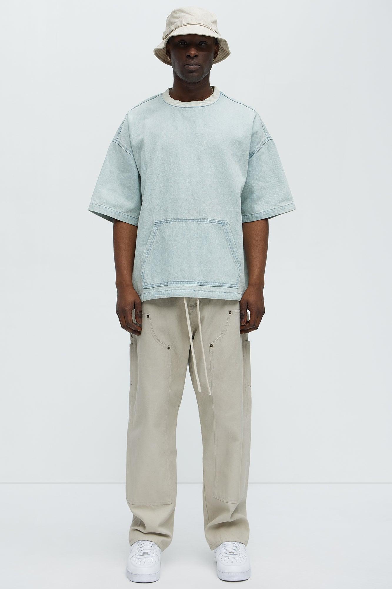 Boxy Denim Short Sleeve Tee - Light Wash Product Image