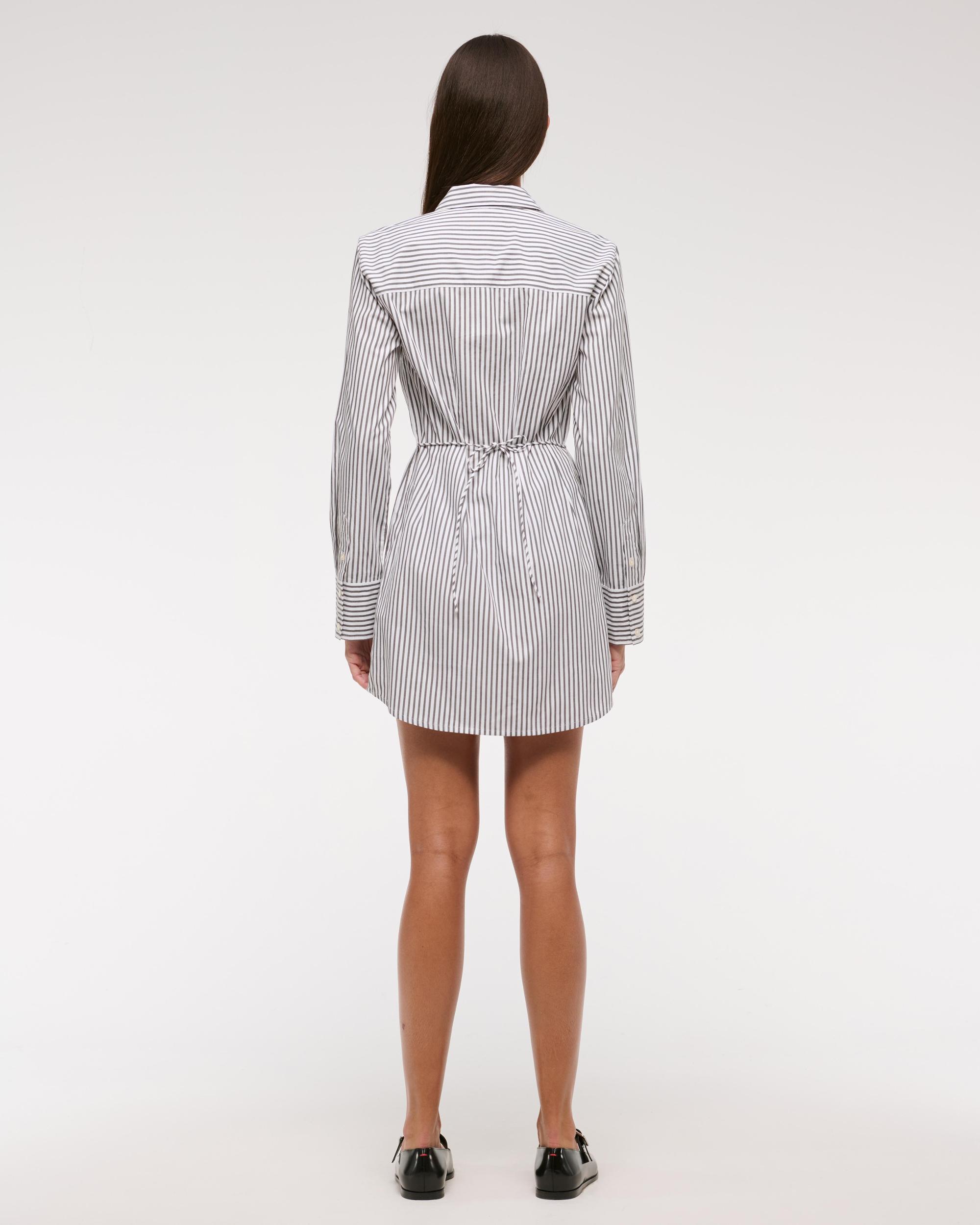 Fitted Long-Sleeve Mini Shirt Dress Product Image
