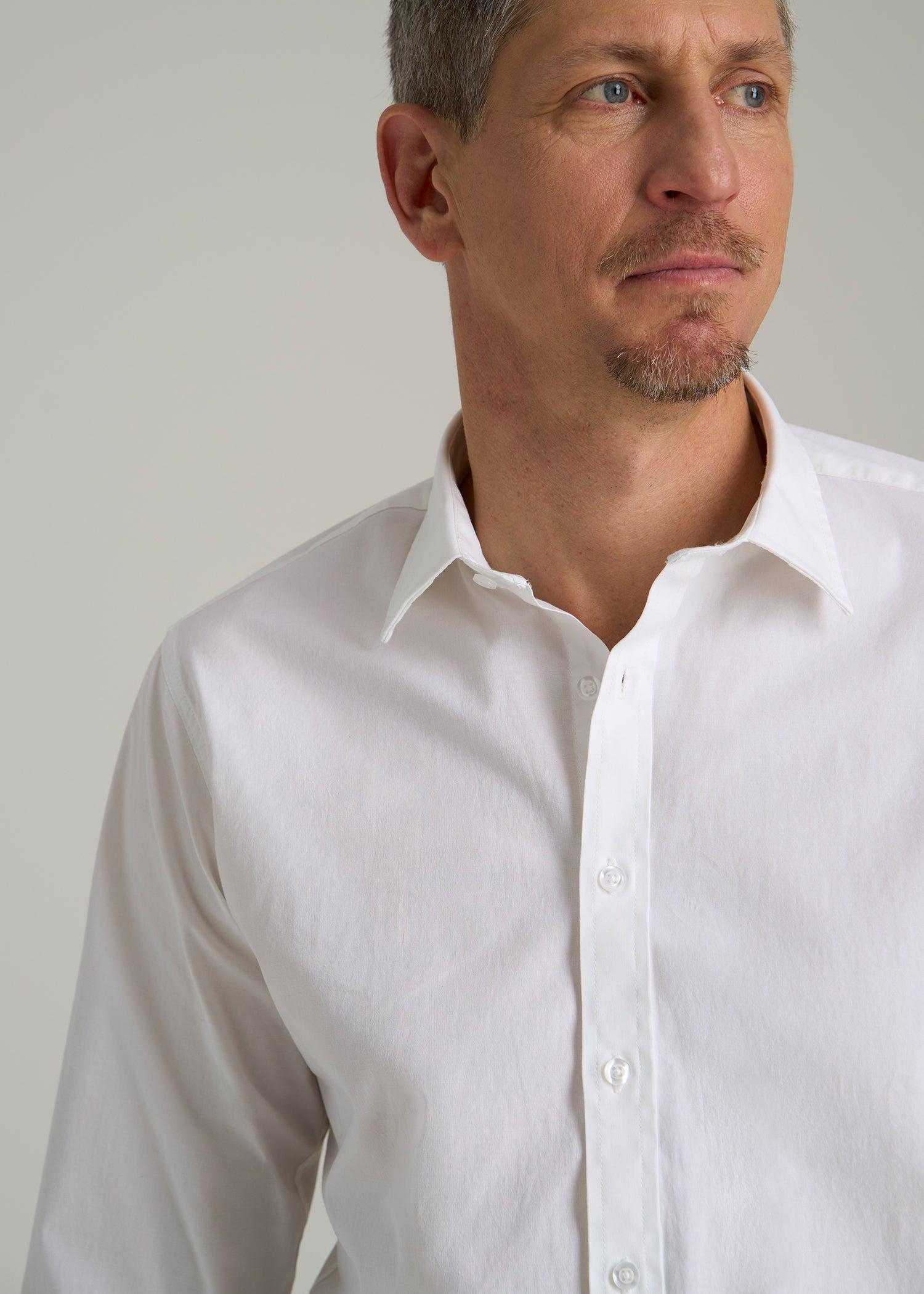 Oskar Button-Up Dress Shirt for Tall Men in Bright White Product Image