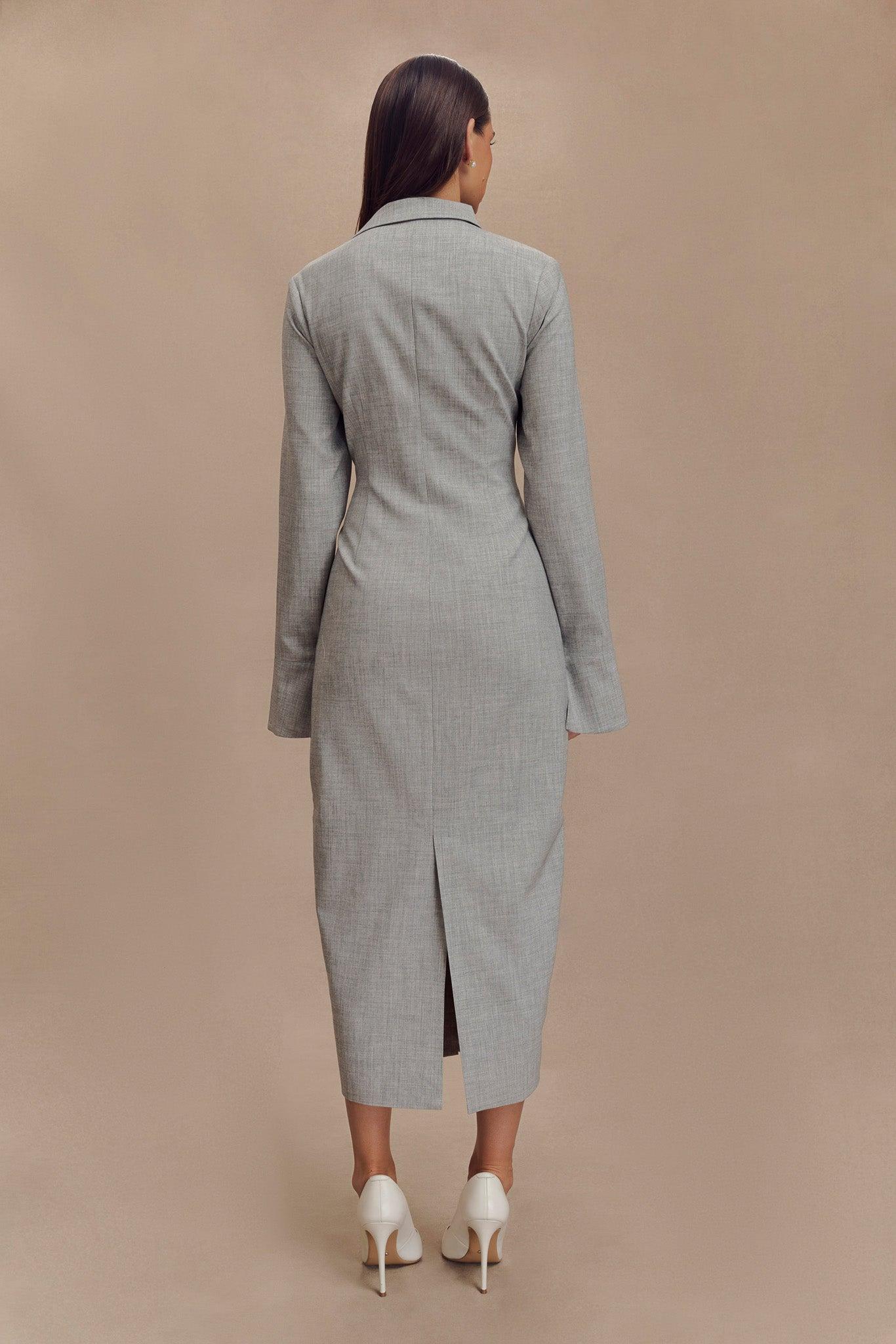 Dorian Fitted Shirt Midi Dress - Charcoal Marle Product Image