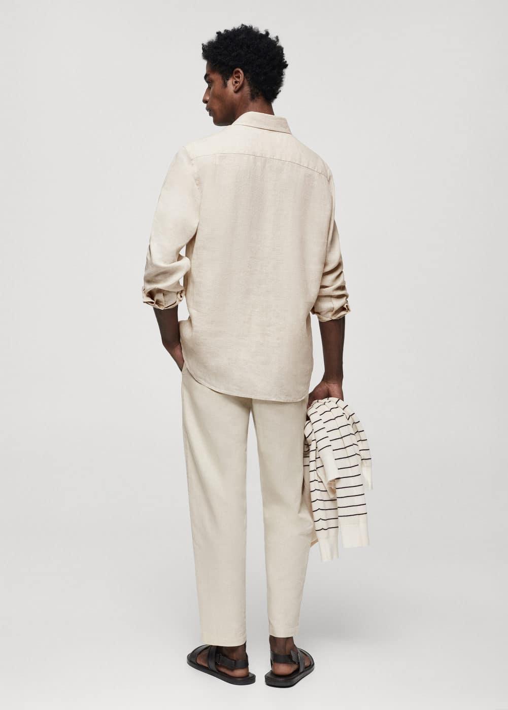Mango Mens 100% Linen Regular-Fit Shirt Product Image