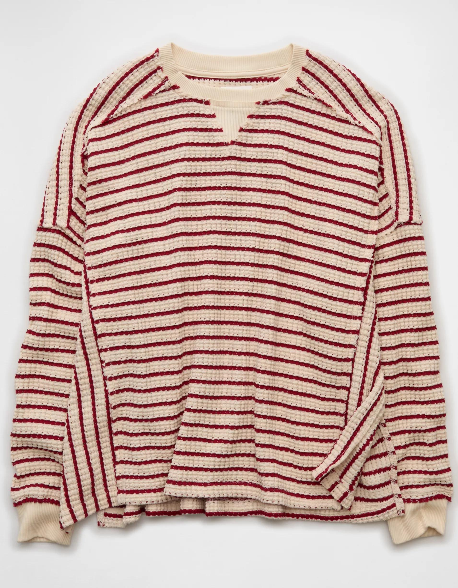 AE Big Hug Crew Neck Waffle Sweatshirt Product Image