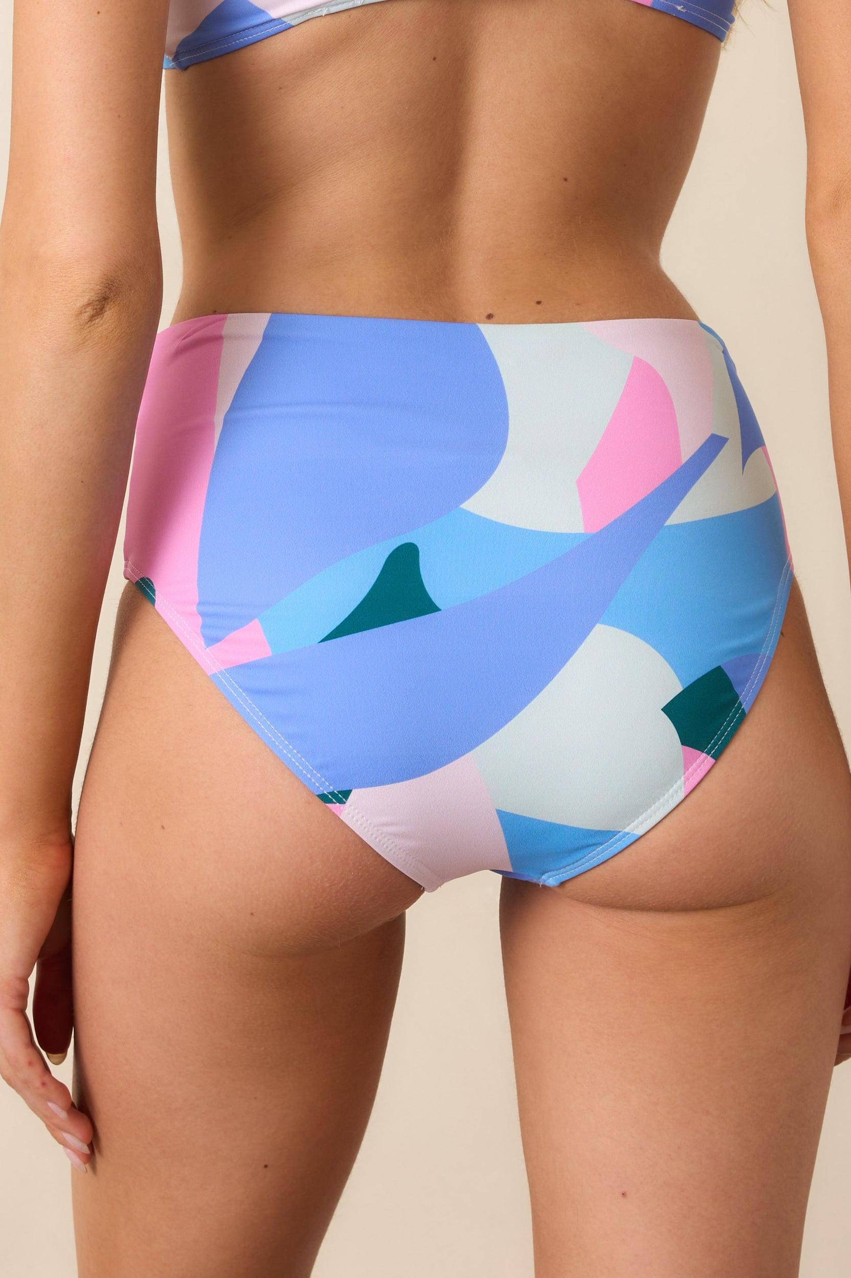 Beachfront Bliss Pink Multi Abstract Print Bikini Top Product Image