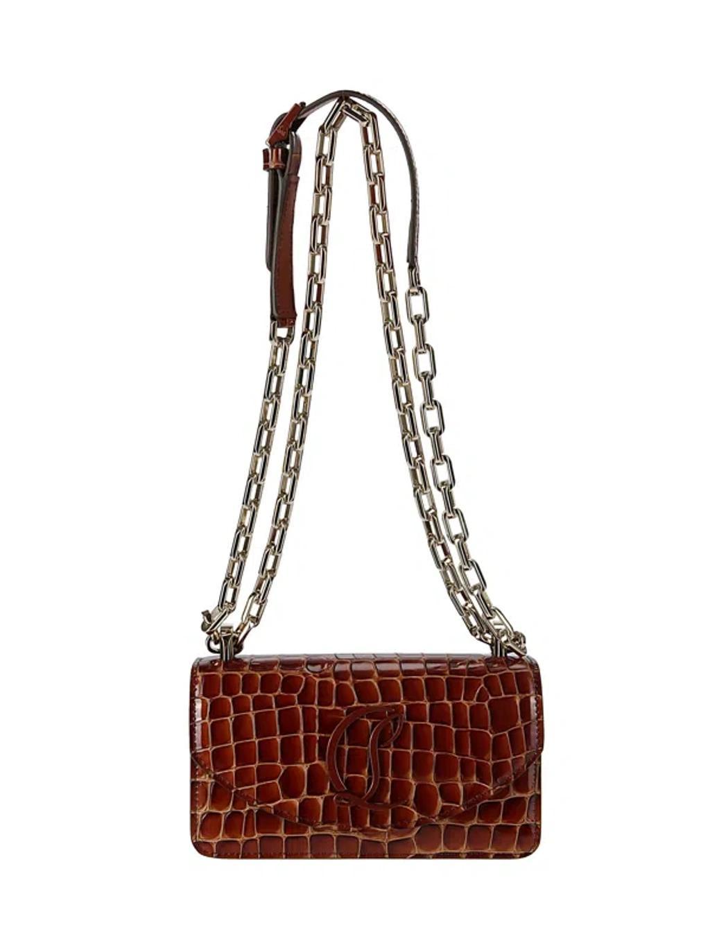 CHRISTIAN LOUBOUTIN Loubi54 Chain Crossbody Small In Brown Product Image