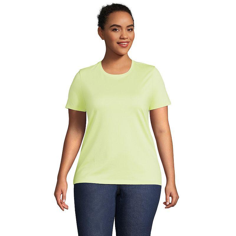 Plus Size Lands' End Relaxed Supima Cotton Crewneck Tee, Women's, Size: 3XL, White Product Image