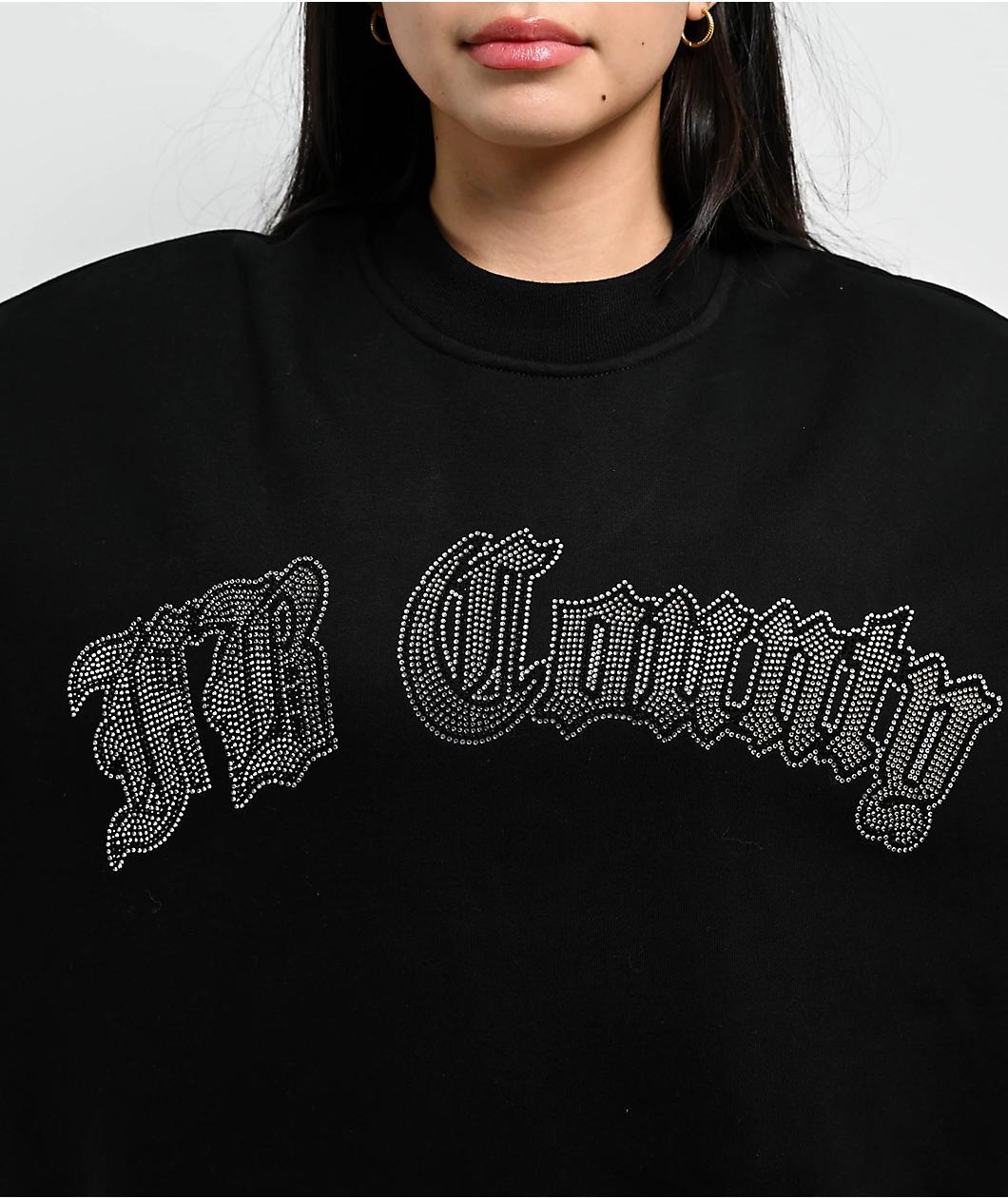 FB County Rhinestone Black Crewneck Sweatshirt Product Image