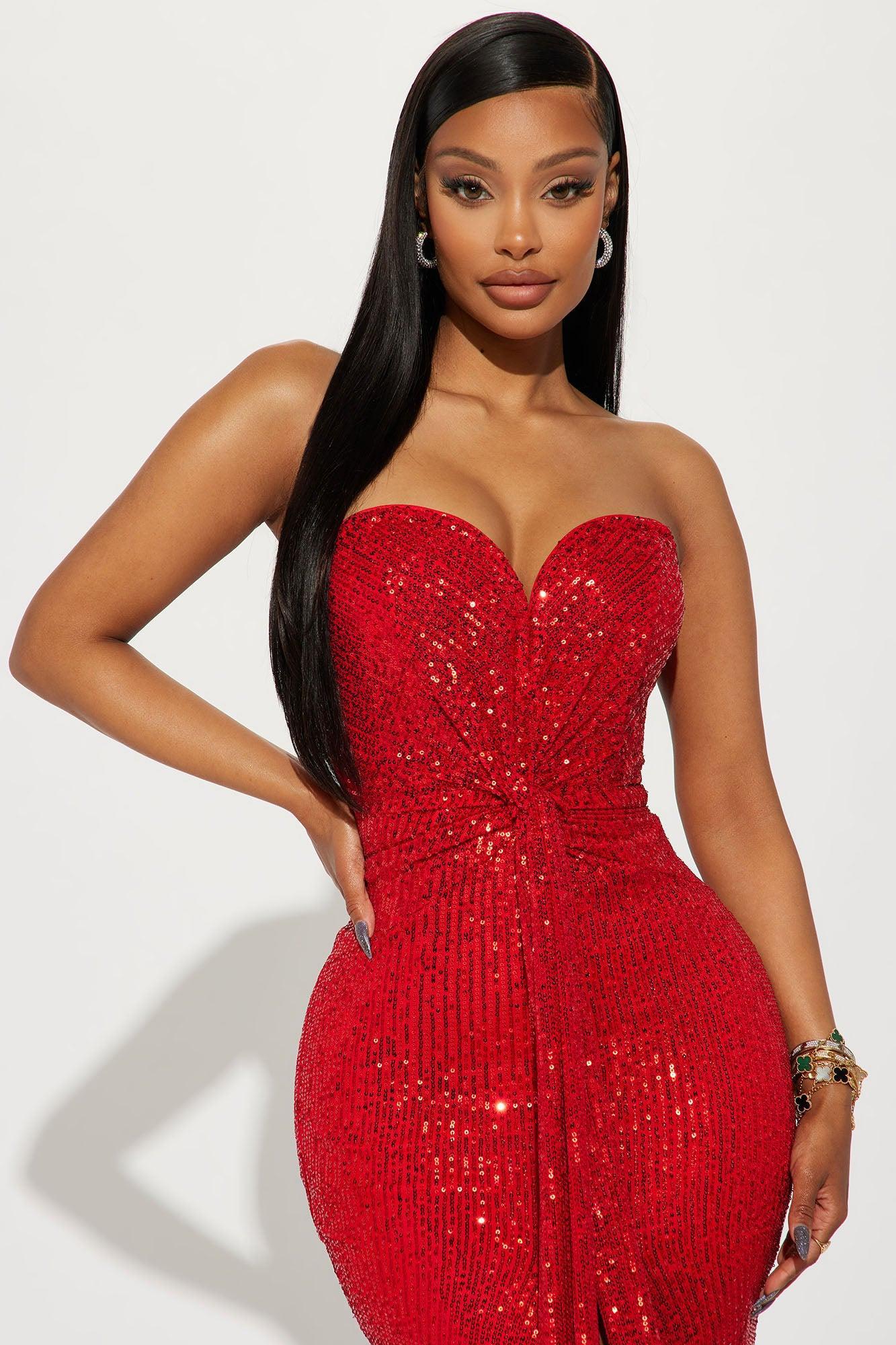 Celeste Sequin Maxi Dress - Red Product Image