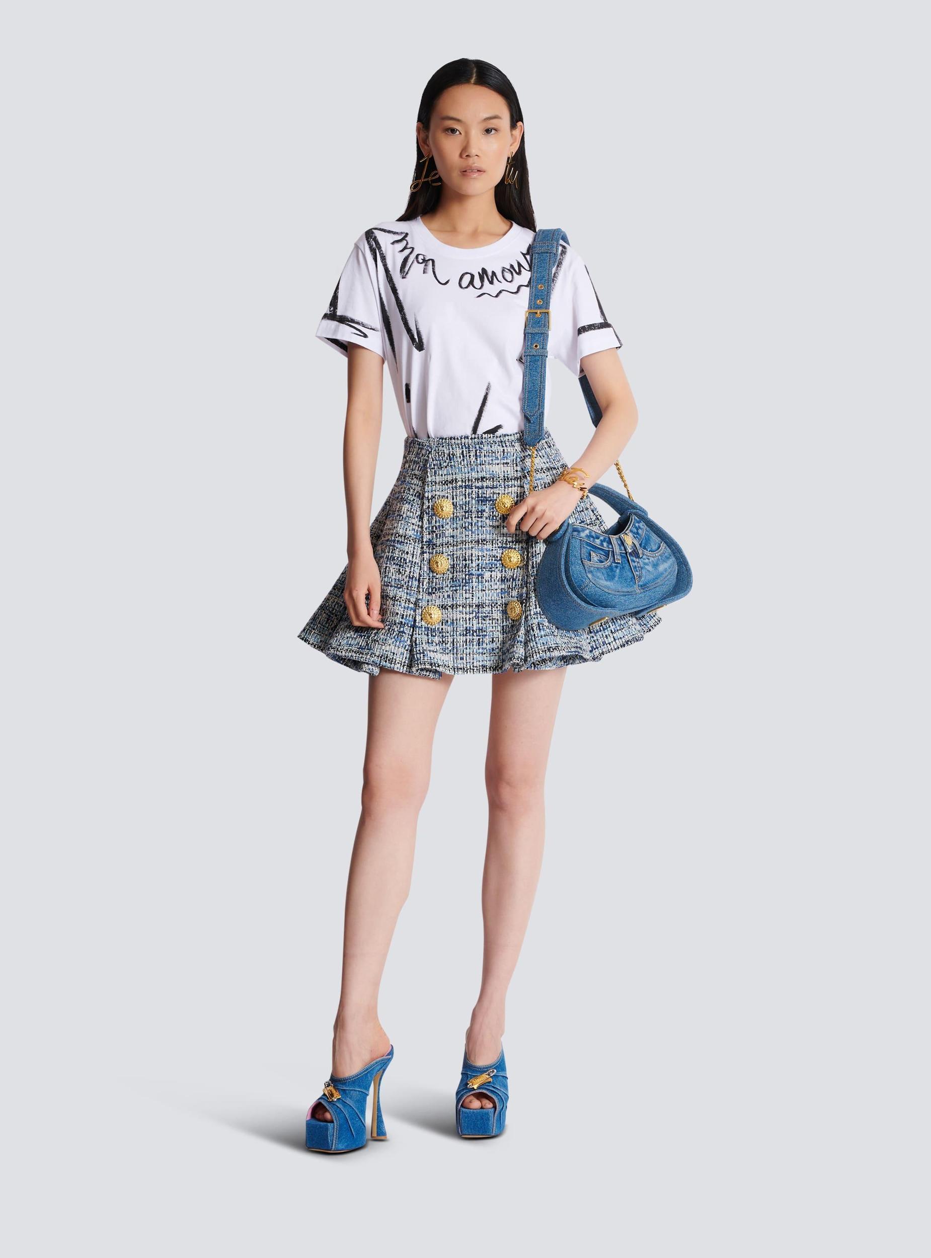 Pleated flared tweed skirt Product Image