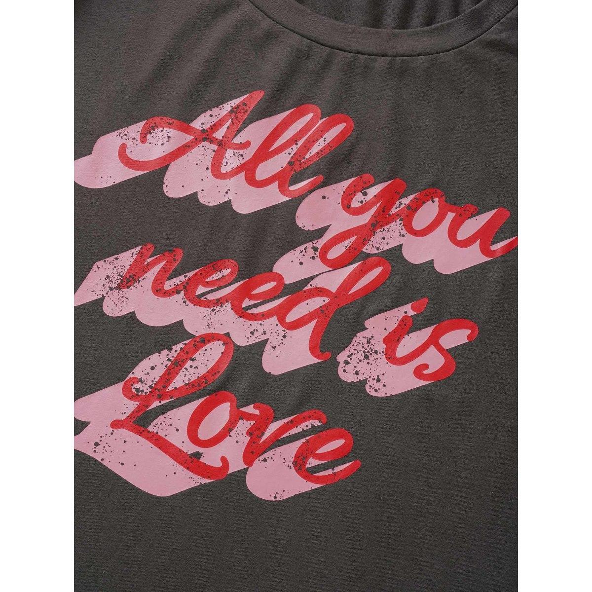 Plus Size Positive Slogan Print Round Neck T-shirt DimGray Women Casual Positive slogan Everyday T-shirts BloomChic 14-16/1X Product Image
