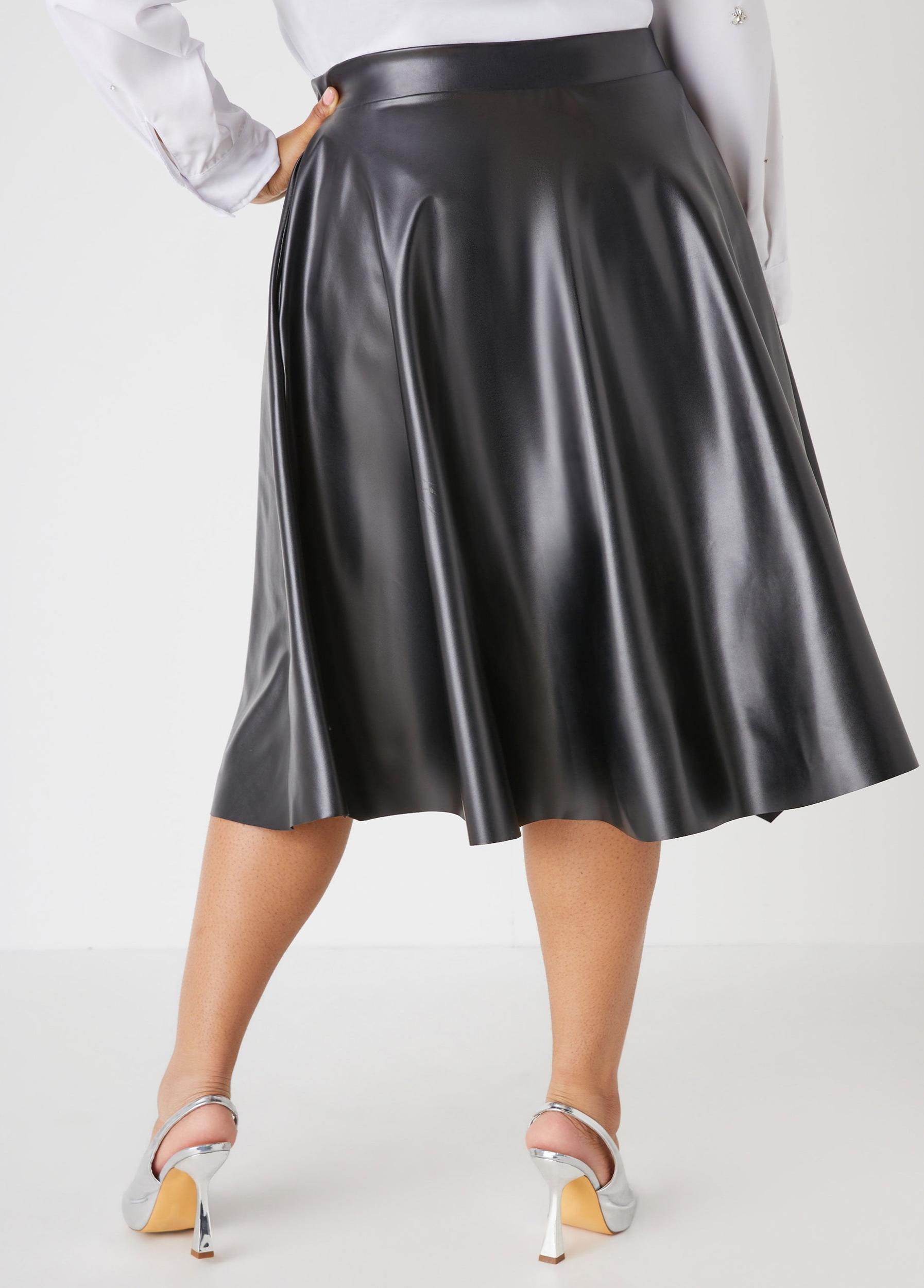 Plus Size Faux Leather A Line Skirt Ashley Stewart Product Image