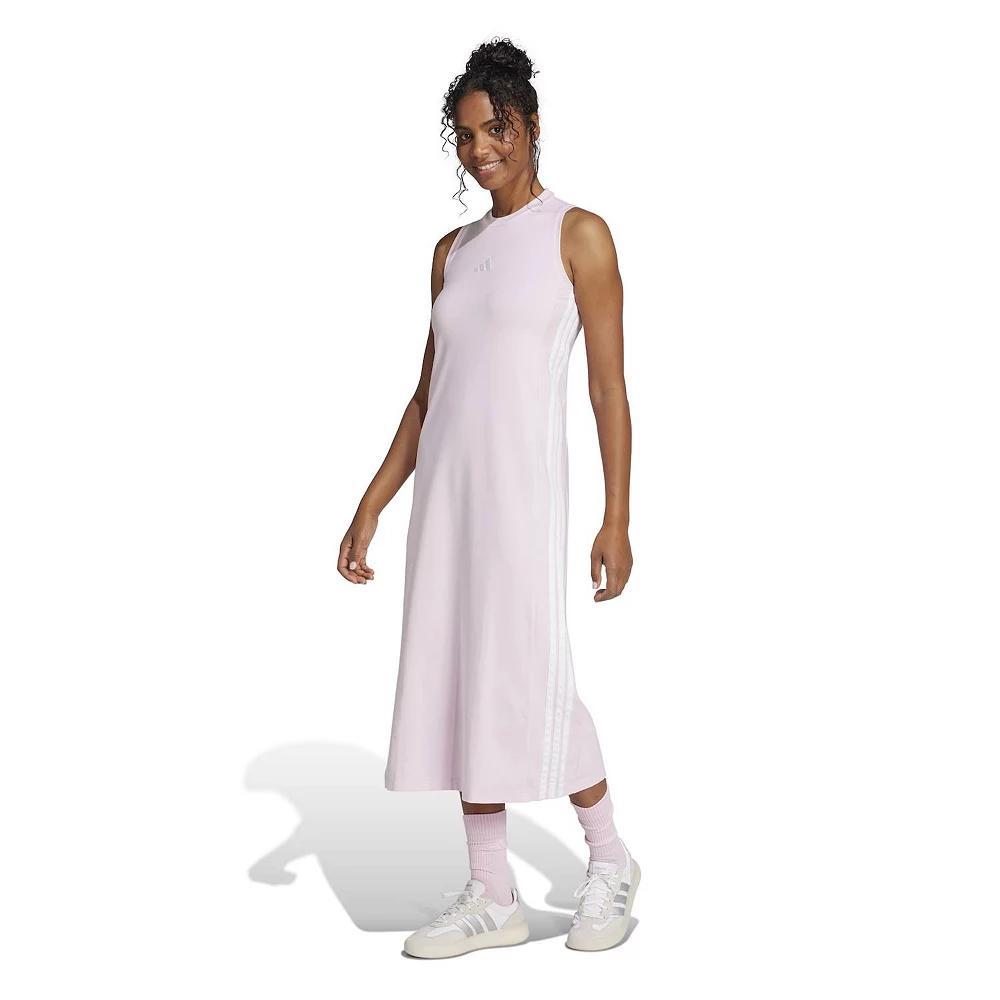 Women's adidas 3-Stripes Long Racerback Sportswear Dress, Size: XS, Clear Pink White Product Image