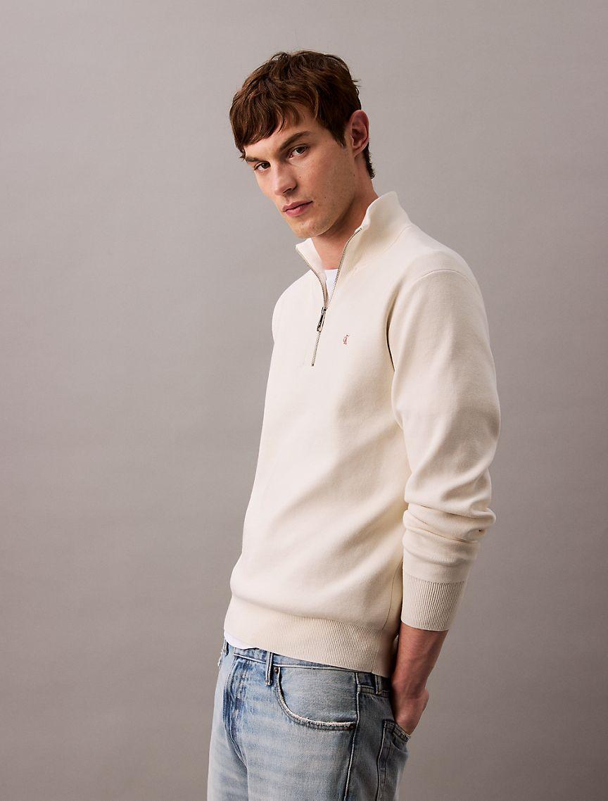Smooth Cotton Quarter Zip Sweater Product Image