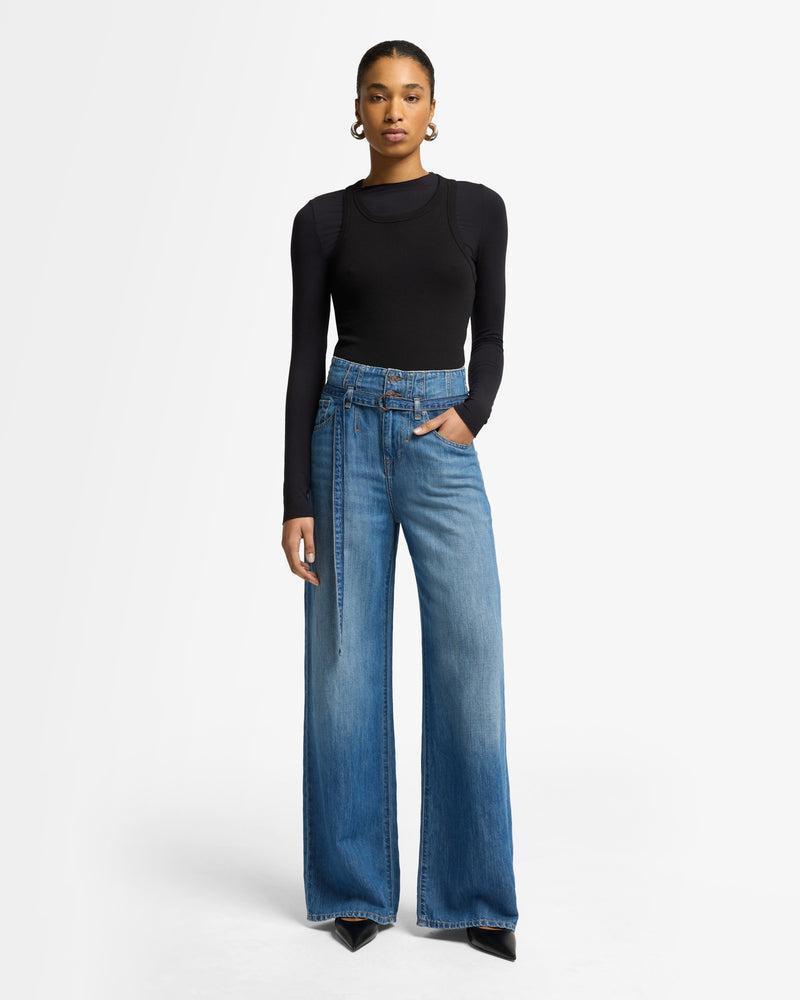Indigo Linen Belted Wide Leg Product Image