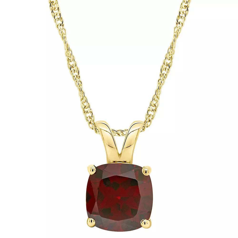 Alyson Layne 14k Gold Cushion Garnet Pendant Necklace, Womens Product Image