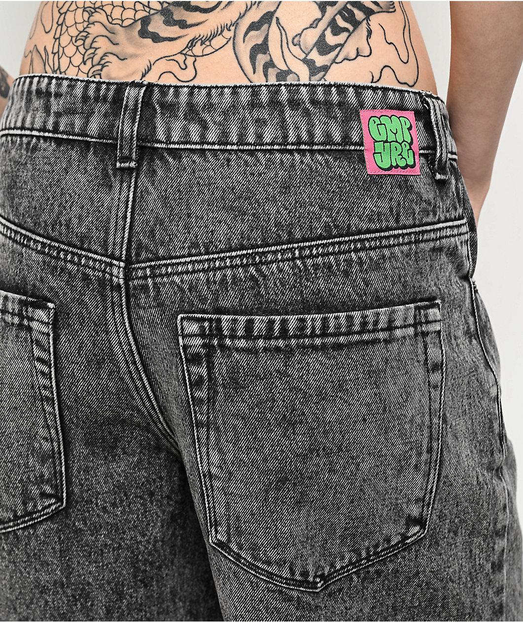 Empyre Loiter Obscure Grey Wash Straight Leg Denim Shorts Product Image